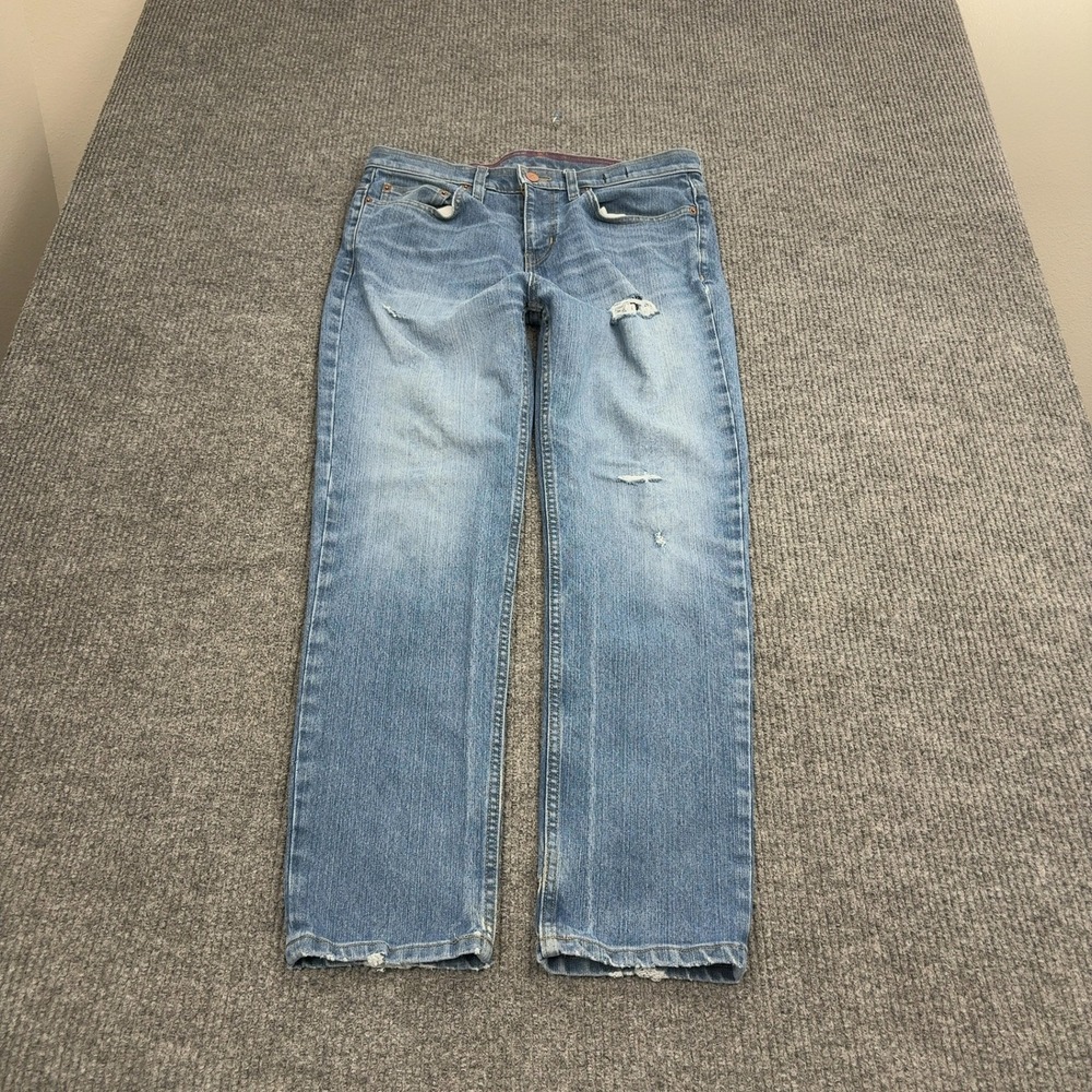 American Giant Jeans Mens 34 Blue Cotton Dakota Straight‎ Distressed Style